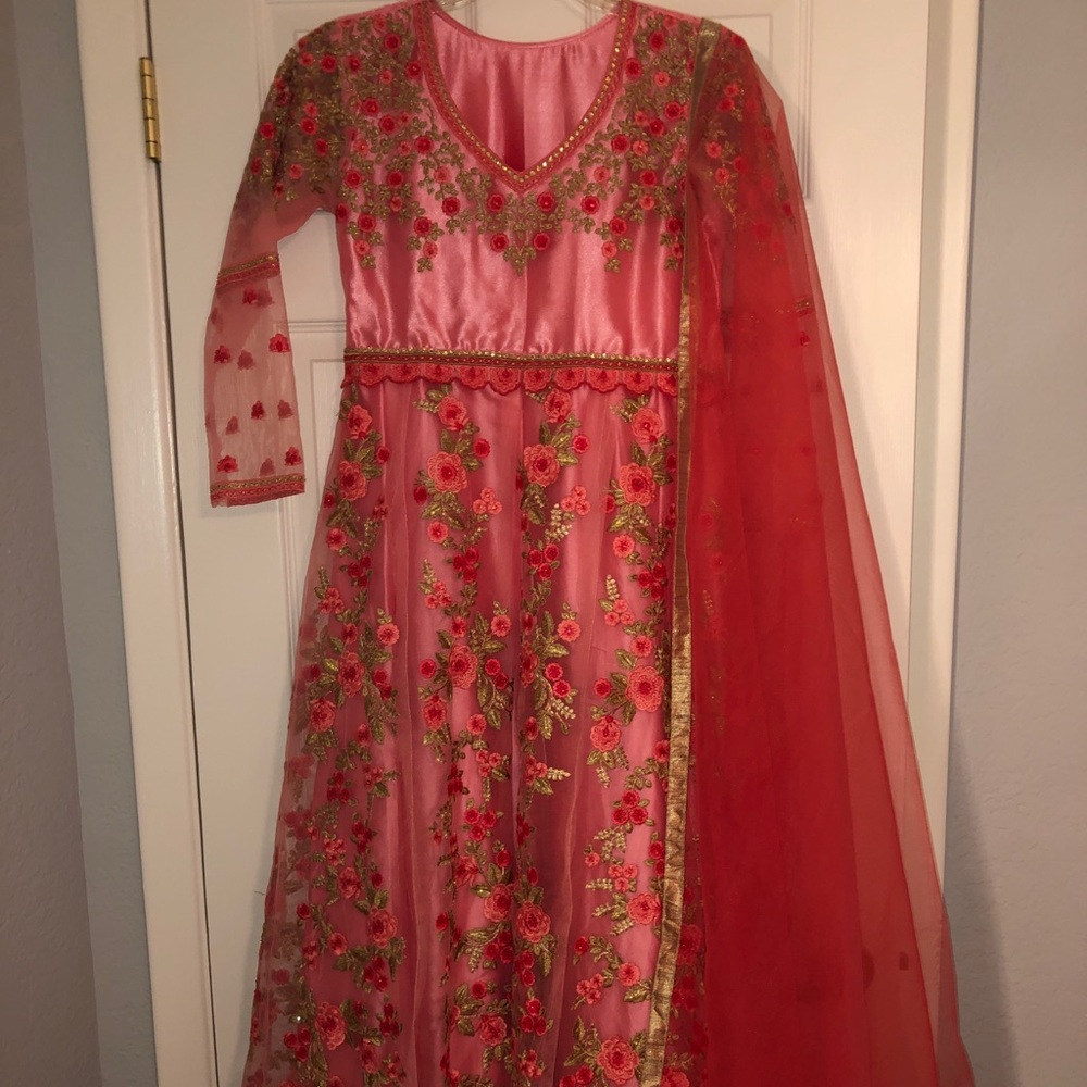 Pink Floral Anarkali